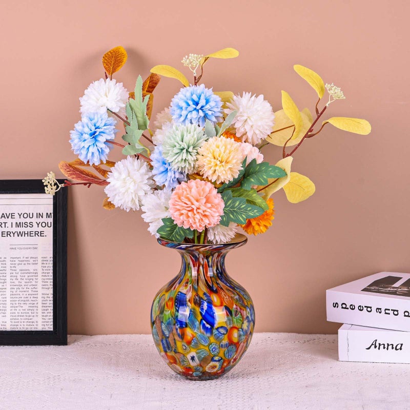 DOVDOV Hand Blown Glass vase, Colourful Glass Decorative vase, Glass Art vase for Bookshelf Coffee Table Floor Mantle Entry Table top TV Cabinet and Dining Table Centerpiece Decorative Flower vase. (Orange) - Image 4
