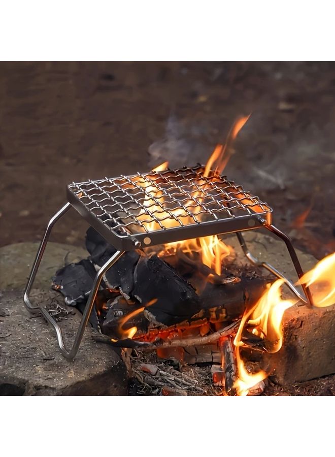 إسكدنيا حامل طهي فولاذي مقاوم للصدأ قابل للطي للشواء في المخيمات لرحلات التخييم والتنزه في الهواء الطلق - Image 3
