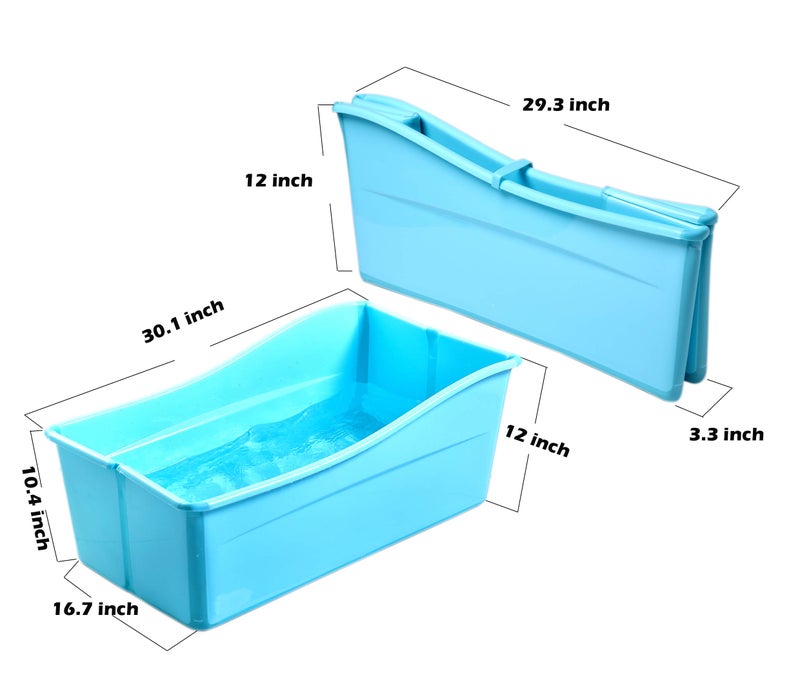G Ganen Plastic Foldable Bathtub for Shower Portable Ice Bath Tub Blue 30Inch - Image 5