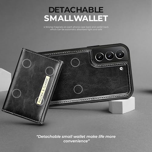 PULOKA Wallet Back Case - Compatible for Samsung S23 Plus - Vegan Leather Phone Cover - Detachable Card Holder Case with Kickstand - Shockproof, Anti Scratch & Raised Edges for Protection - Brown - Image 5