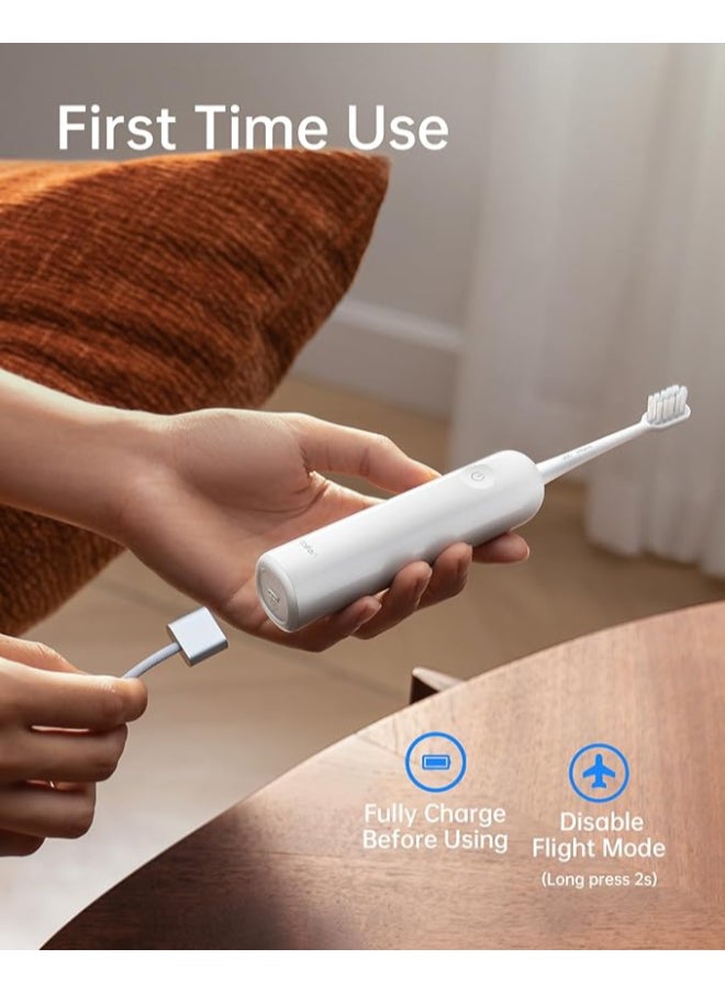 Laifen - Wave Electric Toothbrush, Oscillation And Vibration Sonic for Adults with 3 Brush Heads, IPX7 Waterproof Magnetic Rechargeable Travel Powered - ABS White - Image 1