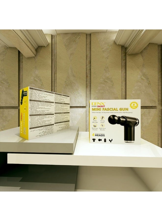 دينكس مسدس تدليك العضلات الصغير من دينكس، مدلك الجسم الكهربائي، مدلك الانسجة العميقة المحمول بـ6 سرعات مع 4 رؤوس، مسدس تدليك للعضلات، 3200 دورة في الدقيقة لتخفيف العضلات وصالة الالعاب الرياضية والمنزل DX2027 - Image 3
