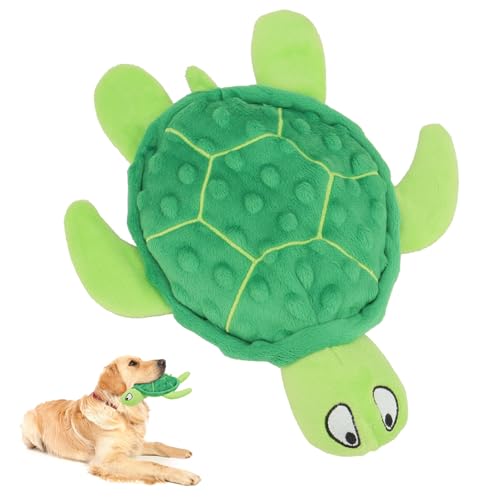 TONYFY Squeaky Sea Turtle Plush Dog Toy Durable No Stuffing Interactive Chew Toy for Small Dogs Relieve Anxiety Teething and Keep Them Busy for PuppyGreen - Image 1