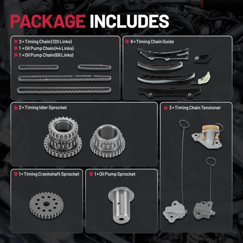 BDFHYK Engine Timing Chain Kit with Tensioner for 3.6L V6 DOHC Engines Compatible with Jeep Wrangler 12-17 Grand Cherokee 11-15, Compatible with Dodge Journey Durango, Compatible with Chrysler 200 300 - Image 3