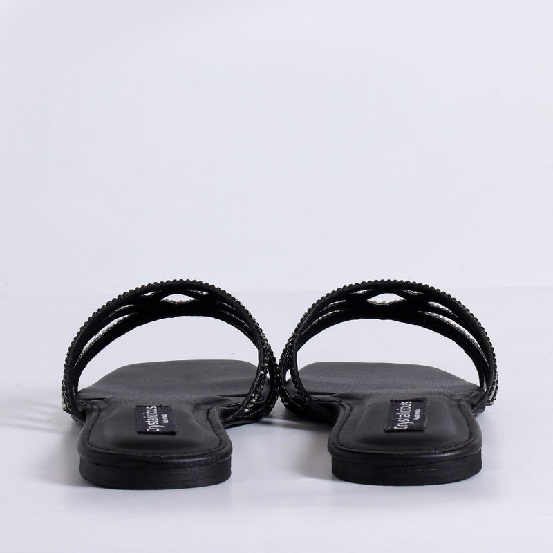 بلوري صندل هيمال فلات مصنوع يدويًا بمقدمة مربعة مزخرف سهل الارتداء للعمل والحفلات وحفلات الزفاف، خالٍ من القسوة - Image 5