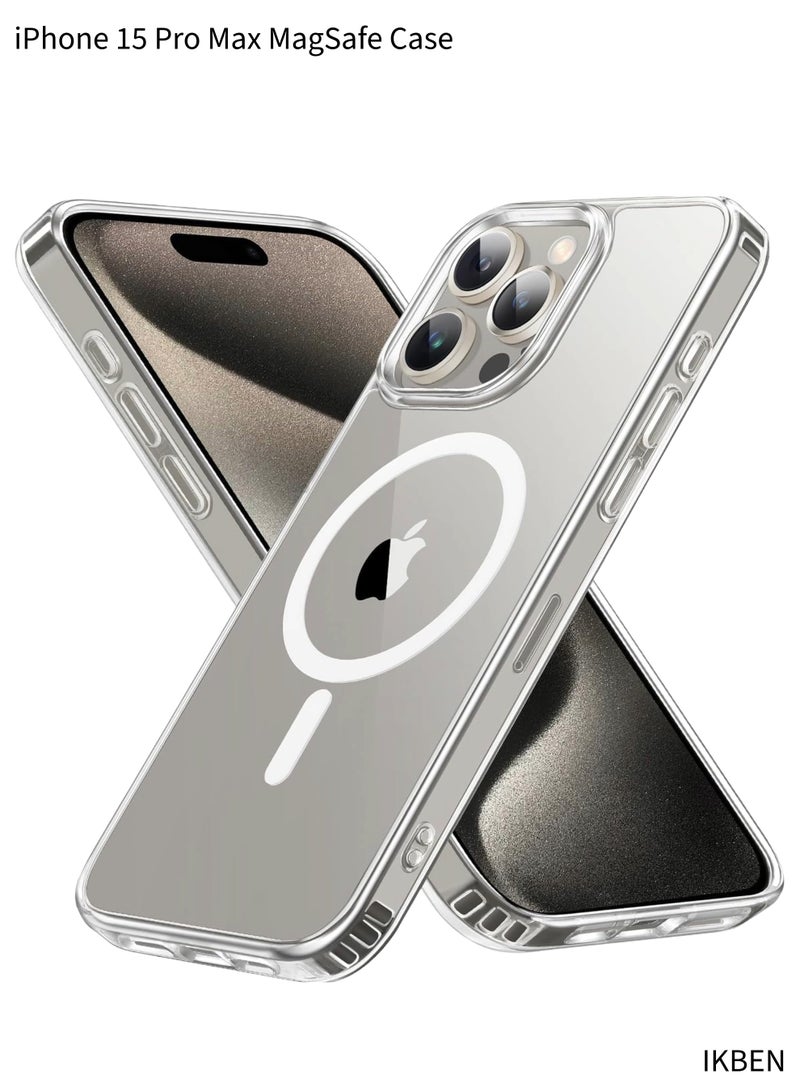 IKBEN 1PC iPhone 15 Pro Max MagSafe Compatible Case – Built-in Magnetic Ring, Clear Slim Anti-Scratch Cover, Shock Absorption, Wireless Charging Compatible (6.7") (IKBEN) - Image 1