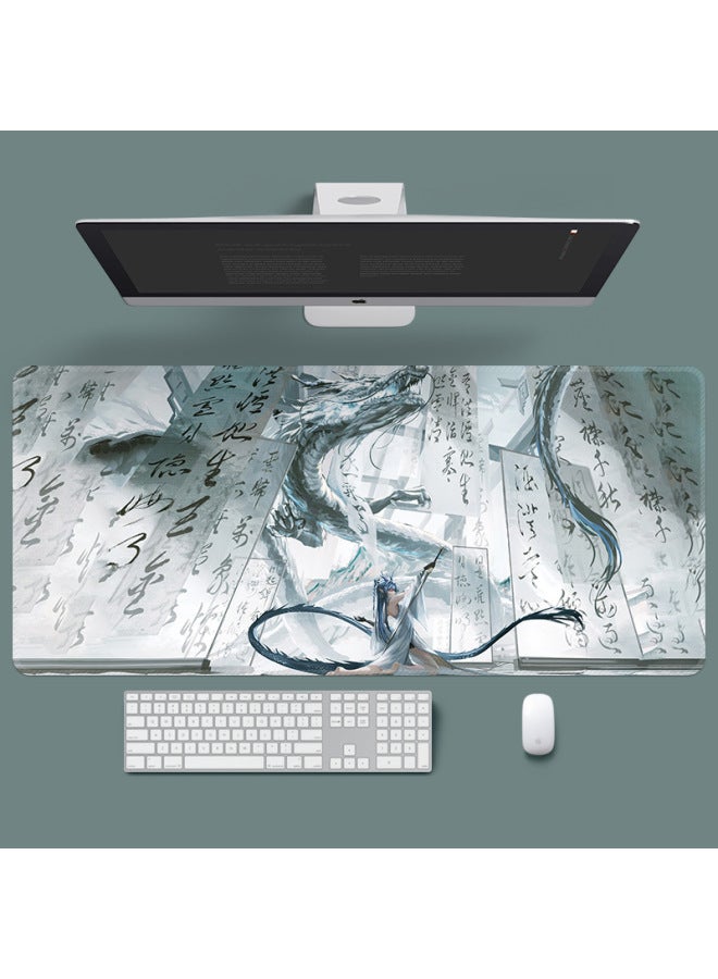 Anime Style Super Large E-sports Mouse Pad Non-slip Thickened Edge Lock Game Table Pad Keyboard Pad Notebook Male Dormitory-Color:800*300*2mm-Pattern:Travel 23-ink Word  - Image 1