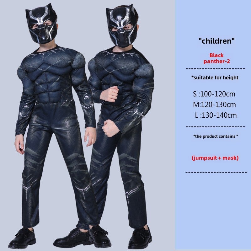 Kids Hero Costume Muscle Suit for Halloween Black Panther