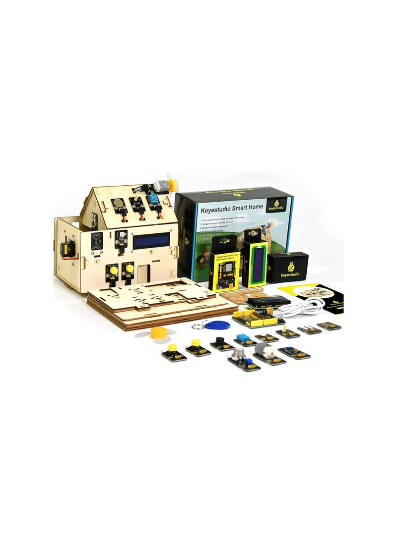 Keyestudio - ESP32 Smart Home Starter Kit for Arduino and Python, Electronics Home Automation Coding Kit, Wooden House DIY Sensor Kit STEM Educational Set - Image 1
