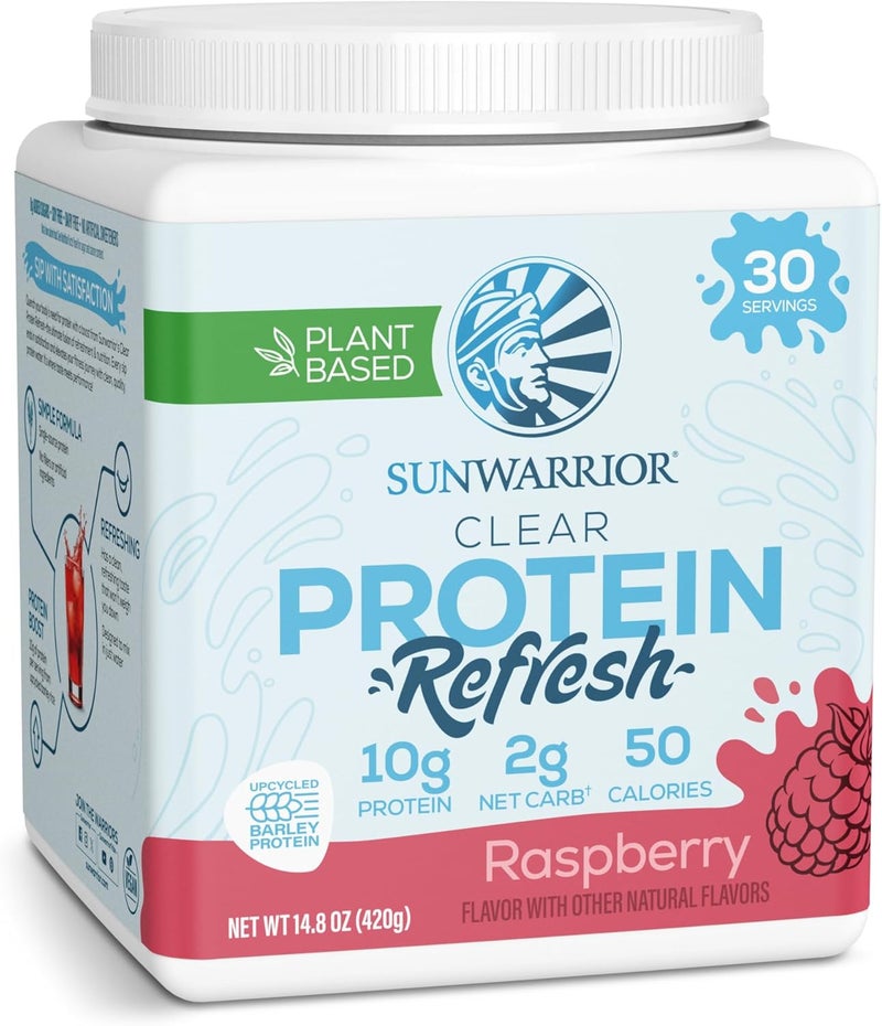 Sunwarrior Clear Protein Powder PlantBased Water Mix Vegan and Refreshing Protein and Hydration Supplement 10g Per Serving Raspberry Flavored 420g Tub 30 Servings - Image 1