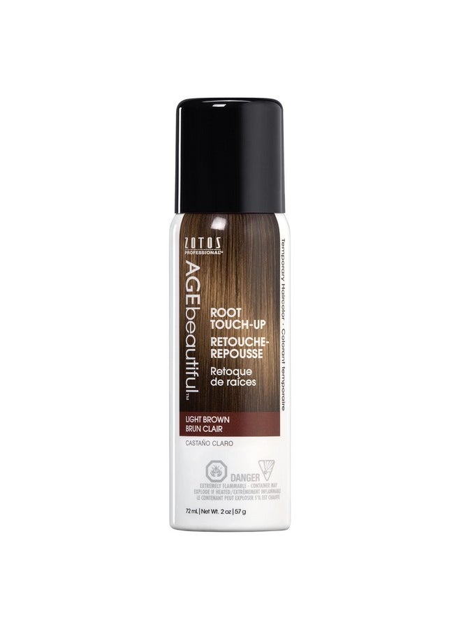إيج بيوتيفول AGE beautiful Root Touch Up Hair Color Spray | Touch-Up Gray Concealer | Temporary Cover Up | Adds Volume & Covers Thinning Patches | Water, Sweat, Spots | Light Brown | 2 Fl Oz  - Image 1