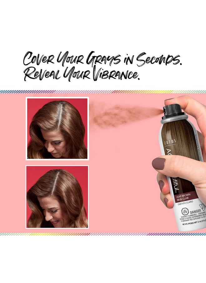 إيج بيوتيفول AGE beautiful Root Touch Up Hair Color Spray | Touch-Up Gray Concealer | Temporary Cover Up | Adds Volume & Covers Thinning Patches | Water, Sweat, Spots | Light Brown | 2 Fl Oz  - Image 3