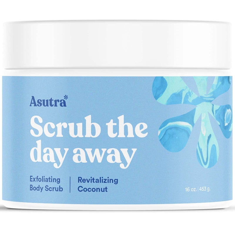 ASUTRA Dead Sea Salt Essential Oil Body Scrub Exfoliator (Revitalizing Coconut), 16 oz - Ultra Hydrating, Gentle, & Moisturizing - Coconut and Evening Primrose Oils - Image 1