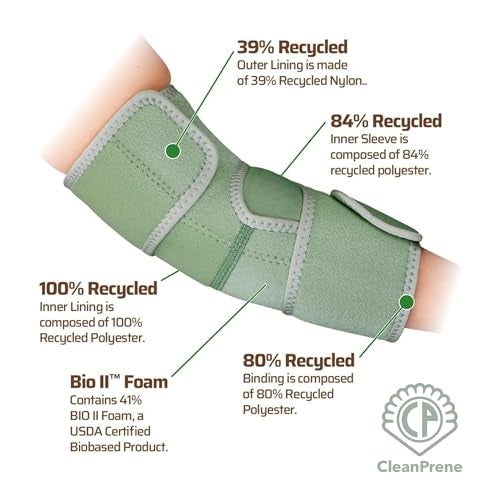 CleanPrene Elbow Brace - NEO-PRENE FREE, USDA Certified Biobased - Dermatologically Tested and Safe for Sensitive Skin - One Size Fits Most - Image 4