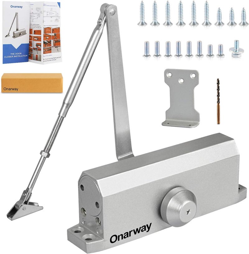 Onarway Door Closer Adjustable Automatic Size 4 Spring Hydraulic for Home & Commercial Use, for 65-85kg Weight Door, Applies Regular, Top Jamb or Parallel Installation - Image 1