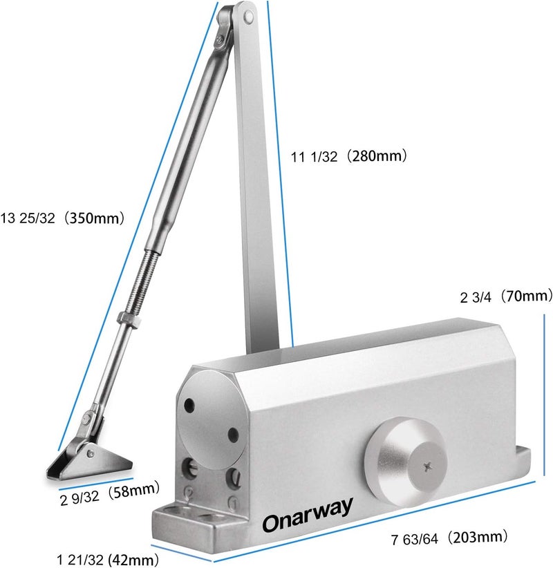 Onarway Door Closer Adjustable Automatic Size 4 Spring Hydraulic for Home & Commercial Use, for 65-85kg Weight Door, Applies Regular, Top Jamb or Parallel Installation - Image 4
