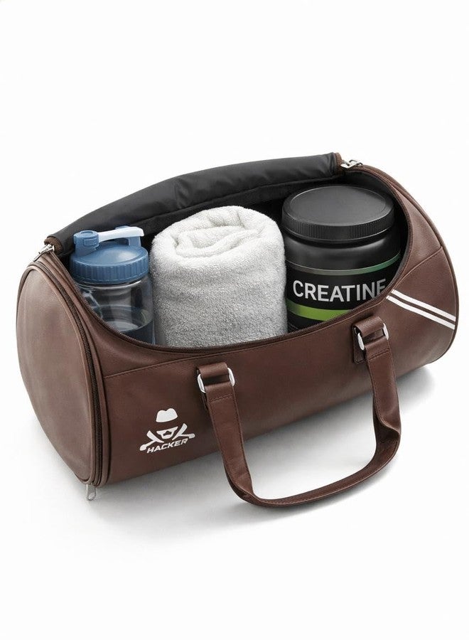 Hacker Gym Bag for Men & Women | Spacious Sports Duffel & Travel Bag with Shoulder Strap | Durable Multi-Purpose Workout, Weekend & Overnight Carry Bag (Brown) - Image 2