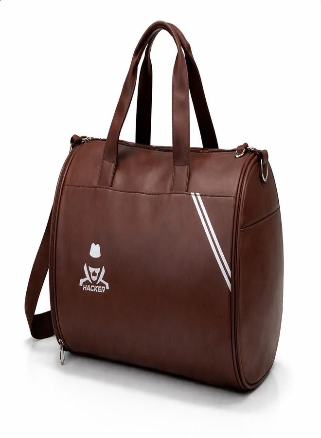 Hacker Gym Bag for Men & Women | Spacious Sports Duffel & Travel Bag with Shoulder Strap | Durable Multi-Purpose Workout, Weekend & Overnight Carry Bag (Brown) - Image 1