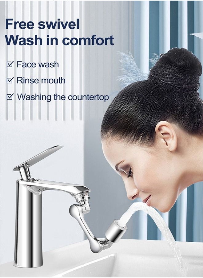 HomarKet - Faucet Extender Aerator 1080° Large-Angle Rotating Universal Splash Filter Faucet with Robotic Arm Sprayer Attachment Swivel Faucet Extender for Bathroom Kitchen Laundry Sink - Image 1
