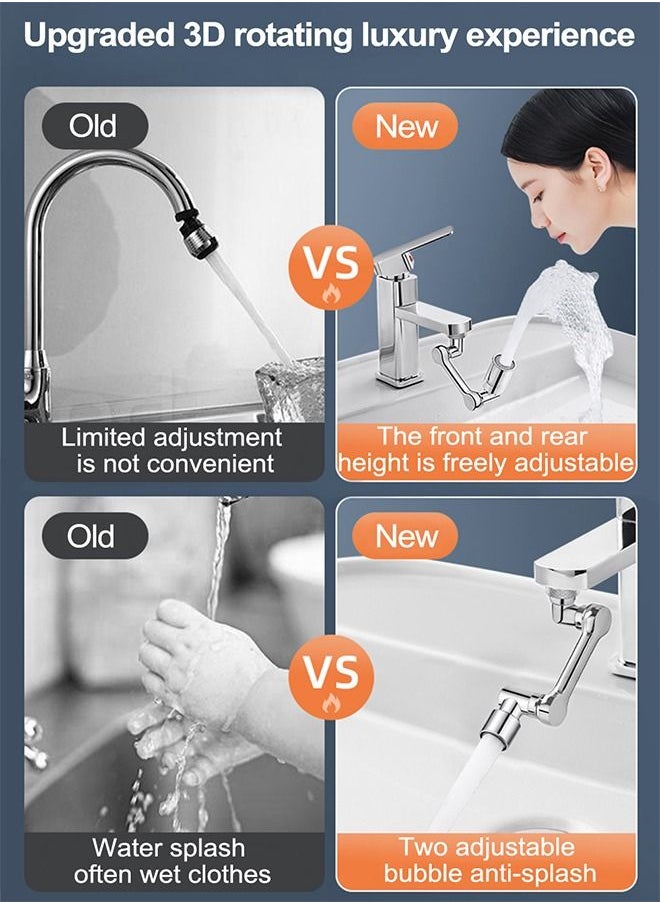 HomarKet - Faucet Extender Aerator 1080° Large-Angle Rotating Universal Splash Filter Faucet with Robotic Arm Sprayer Attachment Swivel Faucet Extender for Bathroom Kitchen Laundry Sink - Image 1