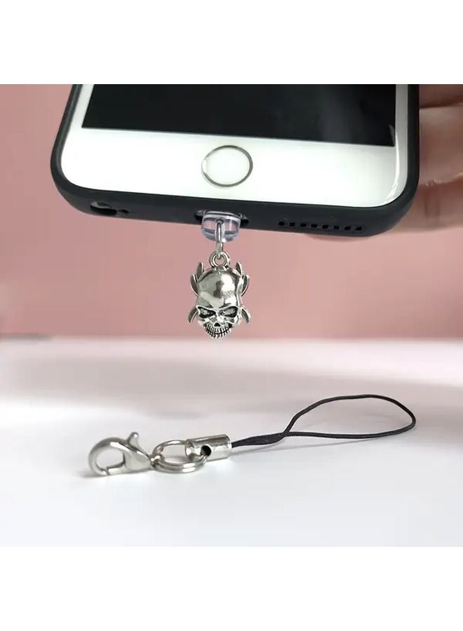 Alloy Spider Skeleton Phone Dust Plug With Rope For Type C Charging Port Halloween Gift - Image 1