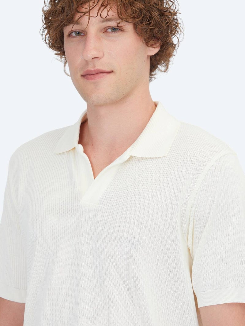 Kip Beige Striped 100% Cotton T-Shirt - Image 4