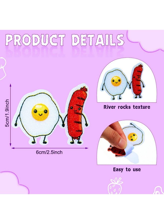 Eersida 50 Pcs Food Theme Silicone Sensory Stickers, Anti Stress Toys for Adults Teens, 10 Styles, 6 x 5 cm/ 2.4 x 2 inches, Classroom, Office Supplies, Mobile, Laptop, Desk Decor - Image 2