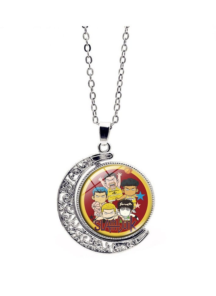 KUYING New Slam Dunk Double Sided Rotating Moon Pendant Necklace 