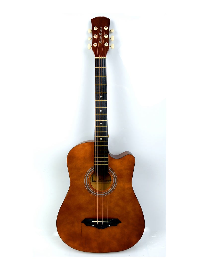 Mike Music - Mike Music 38-Inch Acoustic Guitar with Bag, Strings, Capo, Picks & Strap -Coffee - Image 1