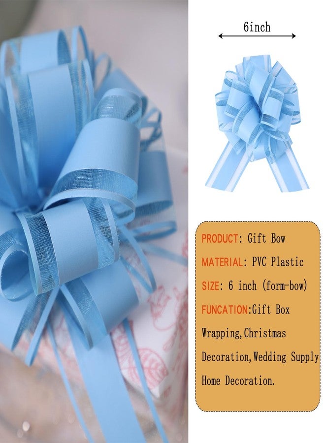 FORBINBO 6Pcs 6inch Pull Bow Gift Wrapping,Pull Bow For Gift Basket, Gift Bag Box Wrapping Decor, Valentines Day, Birthday, Anniversary, Wedding, Flower Packaging (Baby Blue) - Image 2