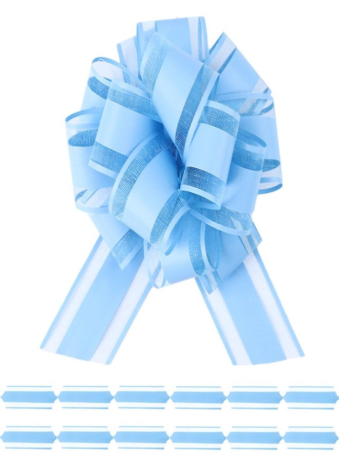 FORBINBO 6Pcs 6inch Pull Bow Gift Wrapping,Pull Bow For Gift Basket, Gift Bag Box Wrapping Decor, Valentines Day, Birthday, Anniversary, Wedding, Flower Packaging (Baby Blue) - Image 1
