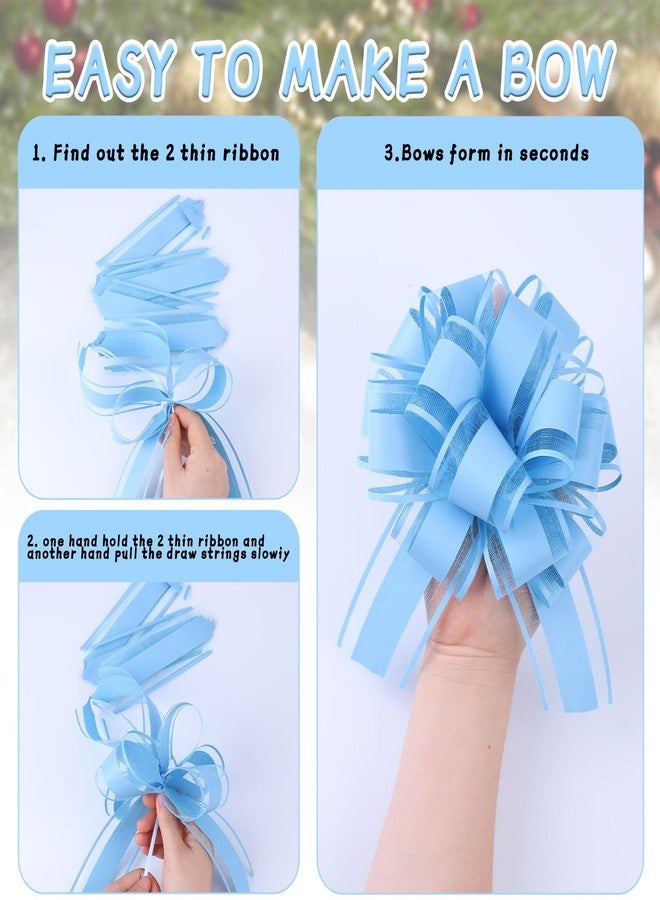 FORBINBO 6Pcs 6inch Pull Bow Gift Wrapping,Pull Bow For Gift Basket, Gift Bag Box Wrapping Decor, Valentines Day, Birthday, Anniversary, Wedding, Flower Packaging (Baby Blue) - Image 3