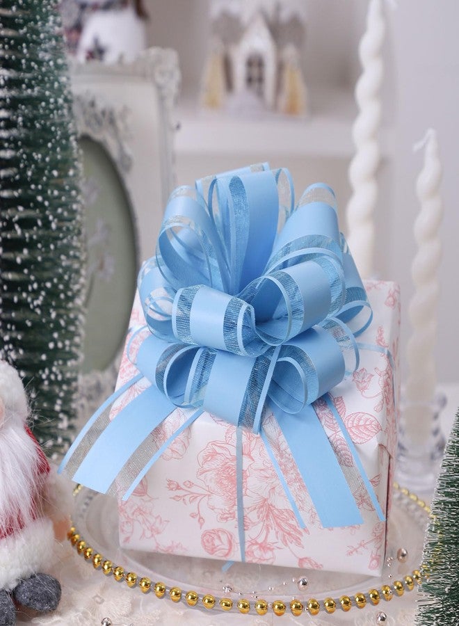 FORBINBO 6Pcs 6inch Pull Bow Gift Wrapping,Pull Bow For Gift Basket, Gift Bag Box Wrapping Decor, Valentines Day, Birthday, Anniversary, Wedding, Flower Packaging (Baby Blue) - Image 5