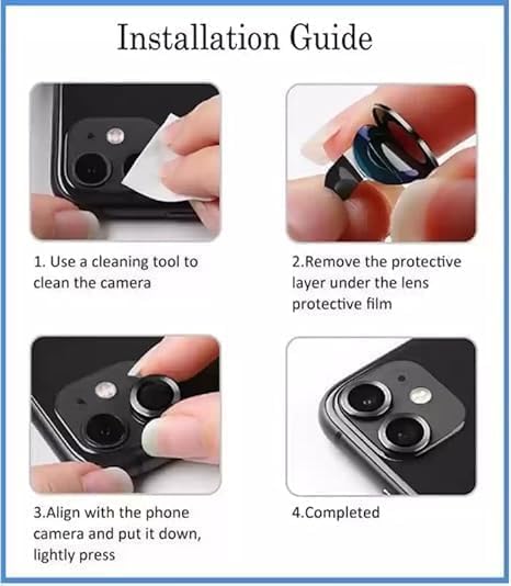 FabeKee Camera Lens Frame Glass Compatible with Tempered Glass Aluminum Alloy Frame Individual Camera Lens Protector Cover Blue - Image 3