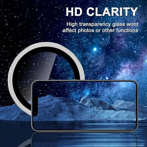 FabeKee Camera Lens Frame Glass Compatible with Tempered Glass Aluminum Alloy Frame Individual Camera Lens Protector Cover Blue - Image 2