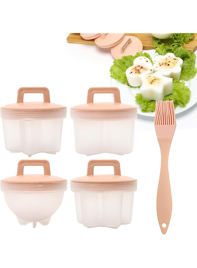 KASTWAVE Set Of 4 Egg Cooking Pods Mold For Boiled Eggs, Microwave And Stovetop Safe Hard Or Soft Boiled Poacher Cups, Square Shaper With Lids, Includes Oil Brush, Fun Kitchen Gadgets For Cooking - Image 1