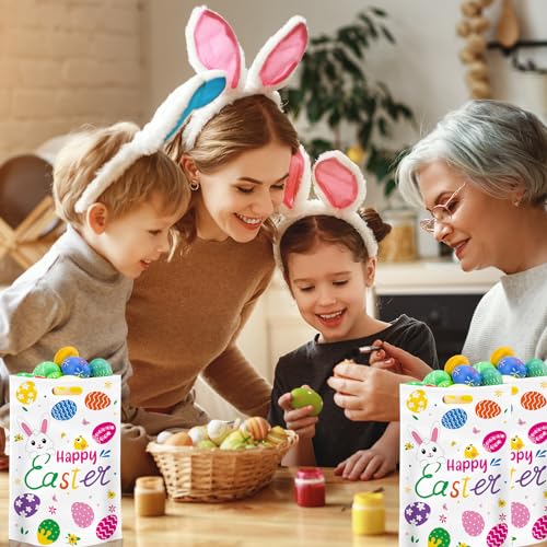 PADELO 40 Pack Happy Easter Treat Bags, Colorful Easter Gift Bags with Handles, Plastic Easters Eggs Bunny Goodie Candy Tote Favor Bag for Easters Egg Hunt Party Supplies and Gifts Wrapping, 6.5 X 10 inch - Image 2