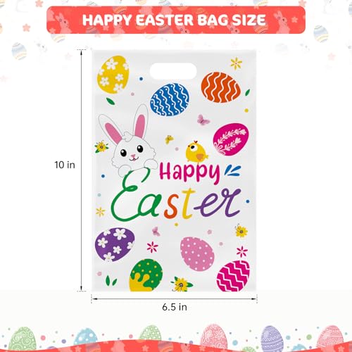 PADELO 40 Pack Happy Easter Treat Bags, Colorful Easter Gift Bags with Handles, Plastic Easters Eggs Bunny Goodie Candy Tote Favor Bag for Easters Egg Hunt Party Supplies and Gifts Wrapping, 6.5 X 10 inch - Image 4