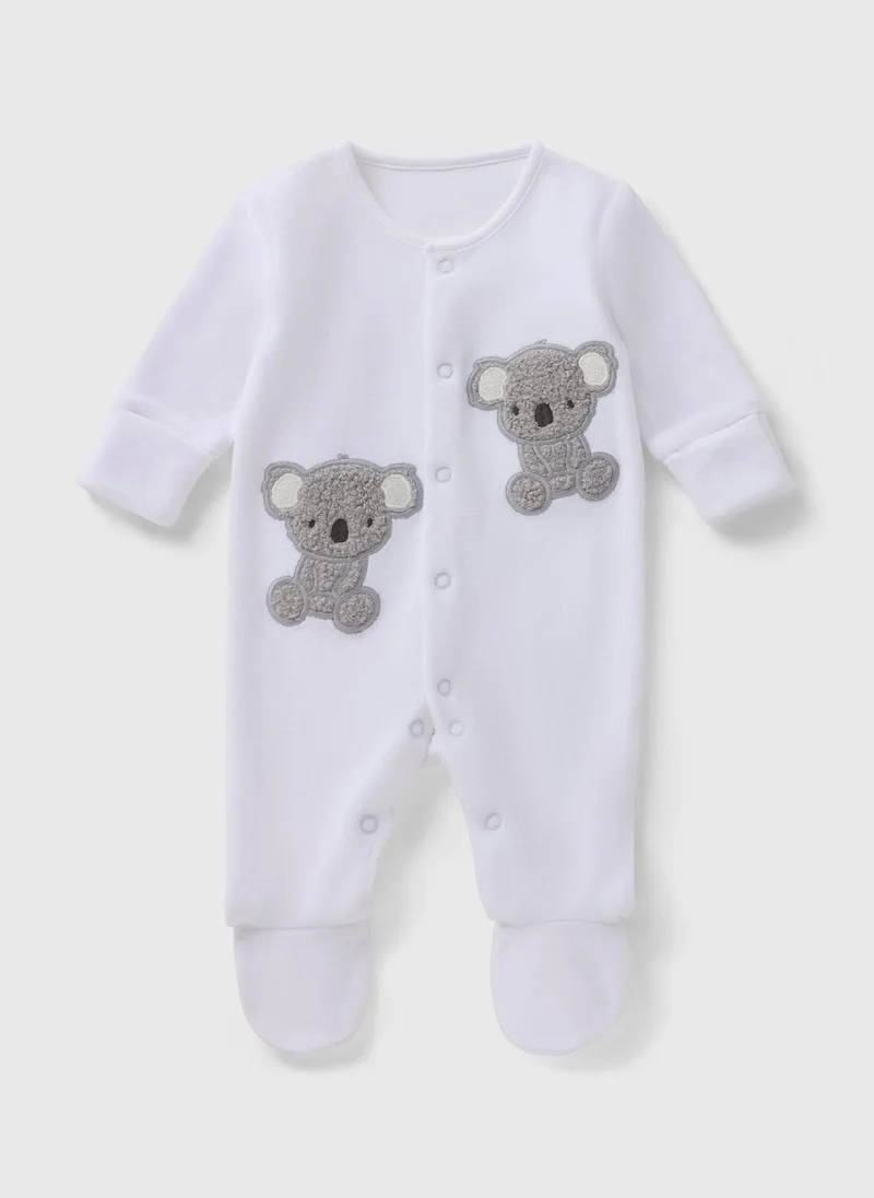 ماتلان بدلة نوم مخملية للأطفال بتصميم كوالا أبيض