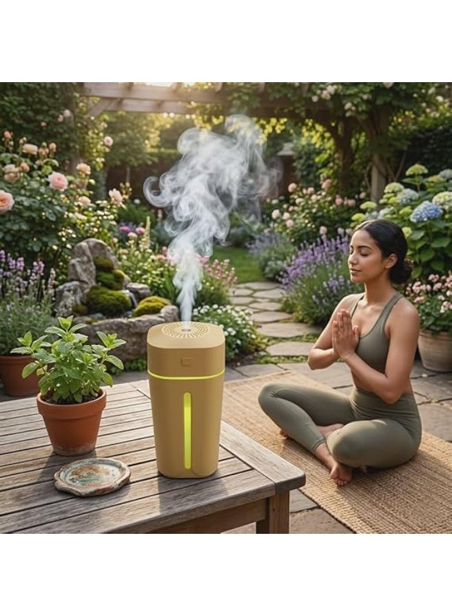 2-in-1 USB Car & Office Humidifier & Essential Oil Diffuser | Compact Cup Holder Design, Colorful LED Night Light, Ultra-Quiet Ultrasonic Cool Mist (Yellow) - Image 5