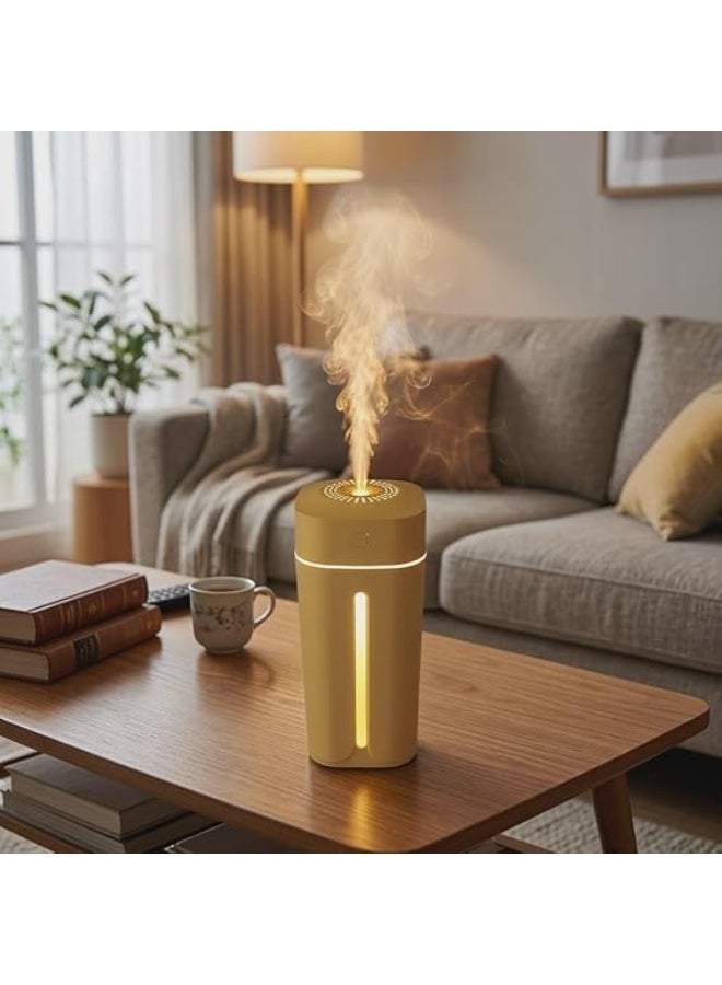2-in-1 USB Car & Office Humidifier & Essential Oil Diffuser | Compact Cup Holder Design, Colorful LED Night Light, Ultra-Quiet Ultrasonic Cool Mist (Yellow) - Image 2