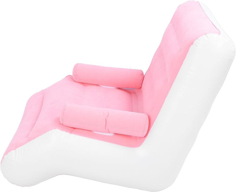 Inflatable Sofa Bed Portable Foldable Lounge Chair for Living Room Bedroom Camping, Comfortable and Stylish Inflatable Air Sofa for Leisure PVC Flocking Pink 55.1x33.5x31.5in - Image 4