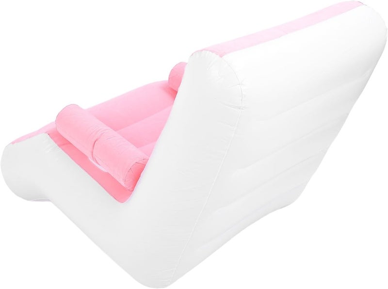 Inflatable Sofa Bed Portable Foldable Lounge Chair for Living Room Bedroom Camping, Comfortable and Stylish Inflatable Air Sofa for Leisure PVC Flocking Pink 55.1x33.5x31.5in - Image 2
