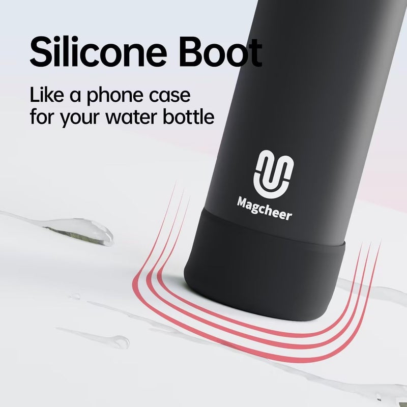 Magcheer Insulated Magnetic Water Bottle - Reusable Stainless Steel Bottle with MagSafe Compatible Phone Holder - Keeps Cold for 24 Hours - Perfect for Gym, Sports, and Travel - Black 24oz - Image 5