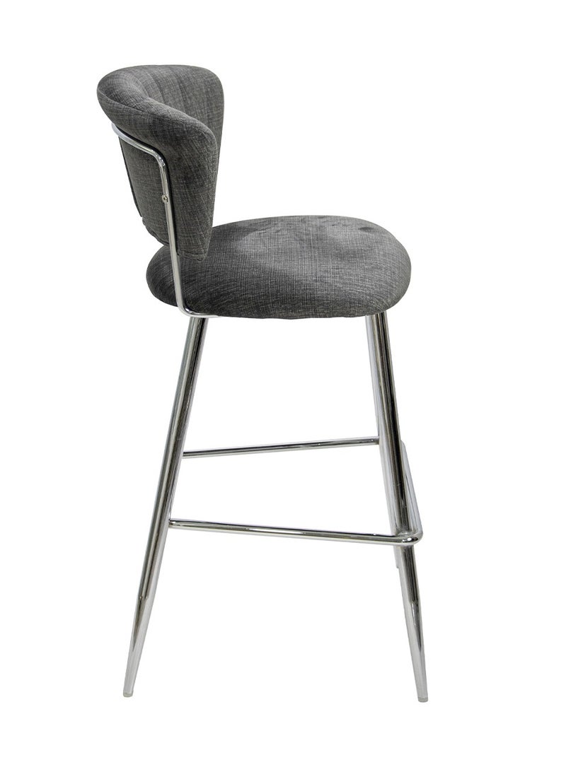 فانتي ليفينج  مقعد بار مخملي، كرسي مرتفع منجد باللون الرمادي الحديث مقاس 94 سم مع أرجل معدنية من الكروم، مقعد بدون ذراع للمنزل والحانة والمطبخ - Image 4