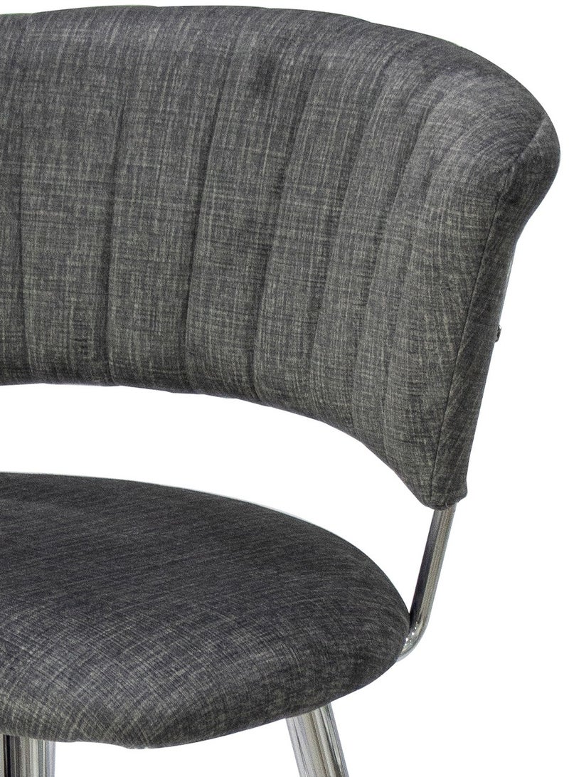 فانتي ليفينج  مقعد بار مخملي، كرسي مرتفع منجد باللون الرمادي الحديث مقاس 94 سم مع أرجل معدنية من الكروم، مقعد بدون ذراع للمنزل والحانة والمطبخ - Image 5