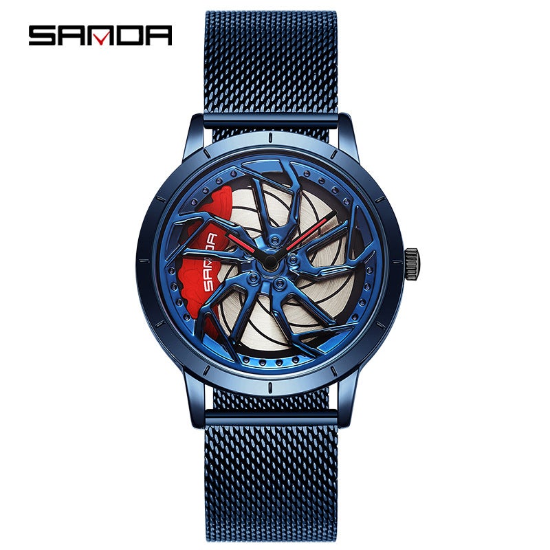 Sanda Quartz Men'S Watch Casual Leather Strap Creative Personality Hollow Rotating Solid Steel Band Men'S Wristwatch - Image 1