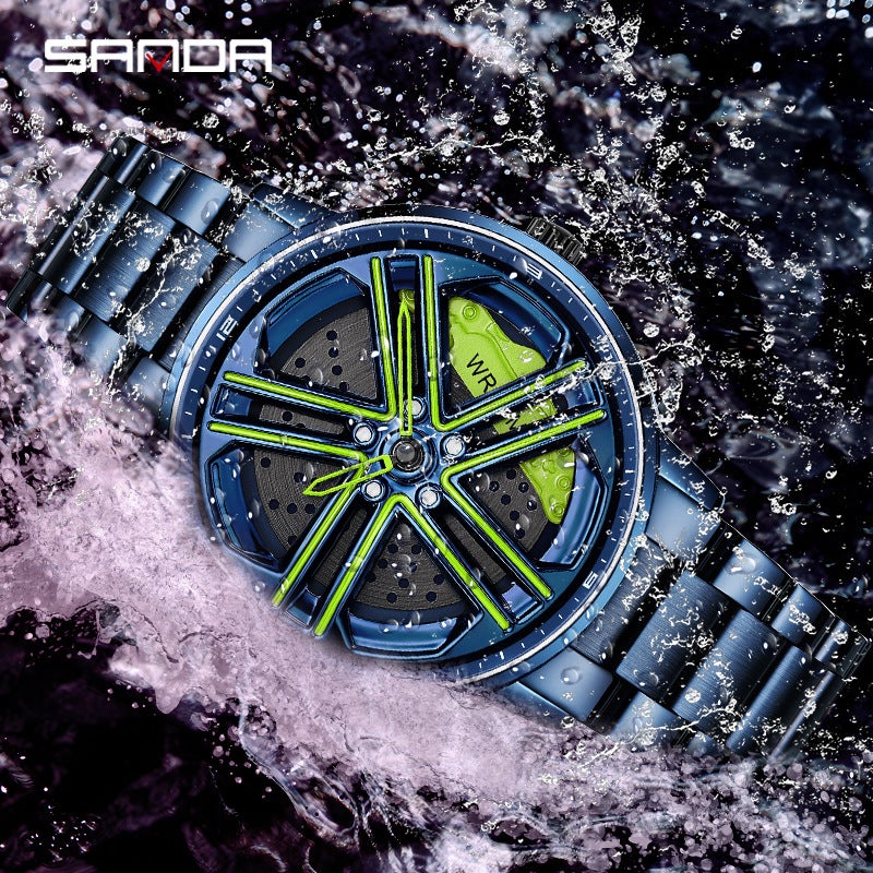 Sanda Quartz Men'S Watch Casual Leather Strap Creative Personality Hollow Rotating Solid Steel Band Men'S Wristwatch - Image 3