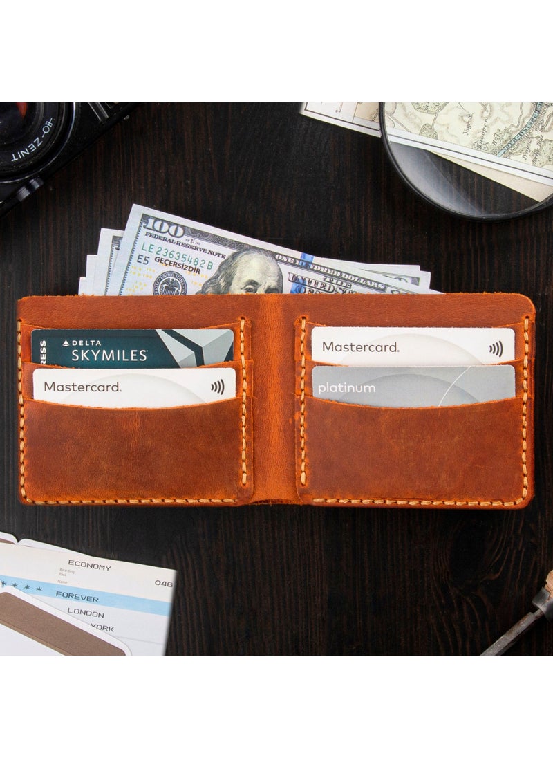 Vagave Leather Handmade Wallet Card Holder Men's Wallet Tan  - Image 1