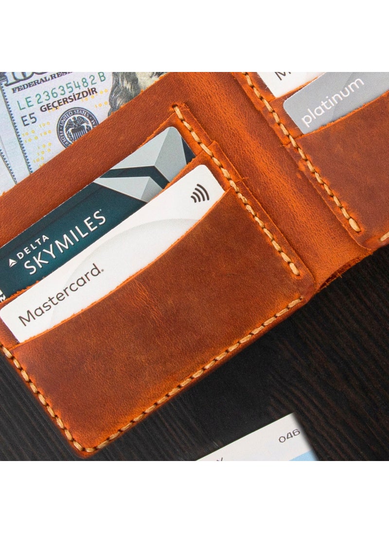 Vagave Leather Handmade Wallet Card Holder Men's Wallet Tan  - Image 4